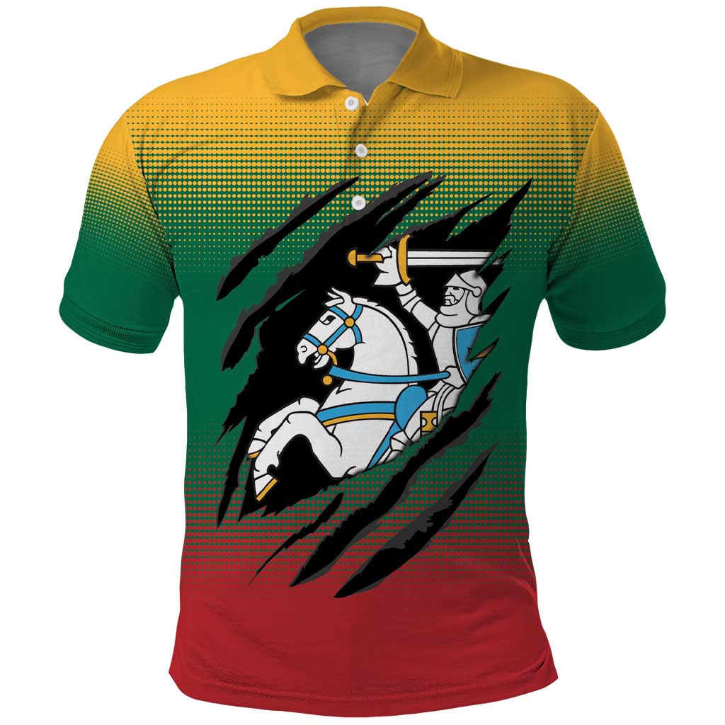 Lithuania Vytis Polo Shirt Lietuvos Chasing and Fighting LT9