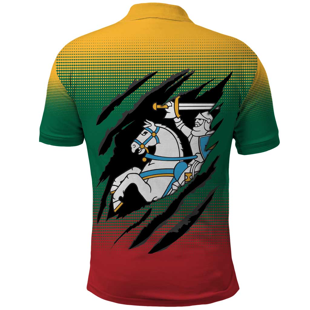 Lithuania Vytis Polo Shirt Lietuvos Chasing and Fighting LT9