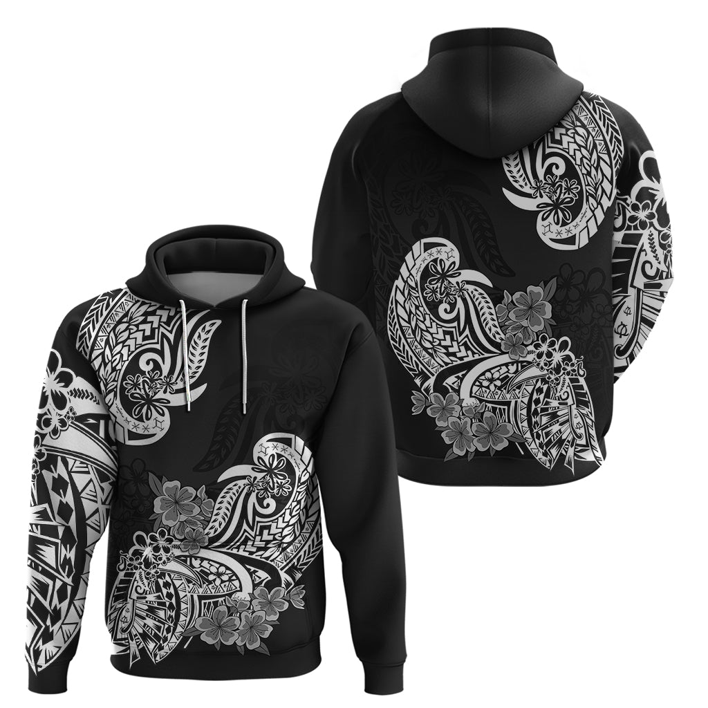 Polynesian Hoodie Pacific Flower Mix Floral Tribal Tattoo Black Vibe LT9