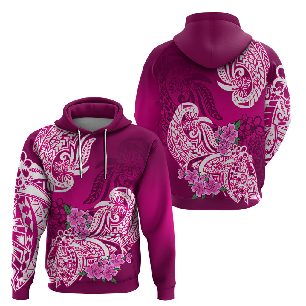 Polynesian Hoodie Pacific Flower Mix Floral Tribal Tattoo Pink Vibe LT9