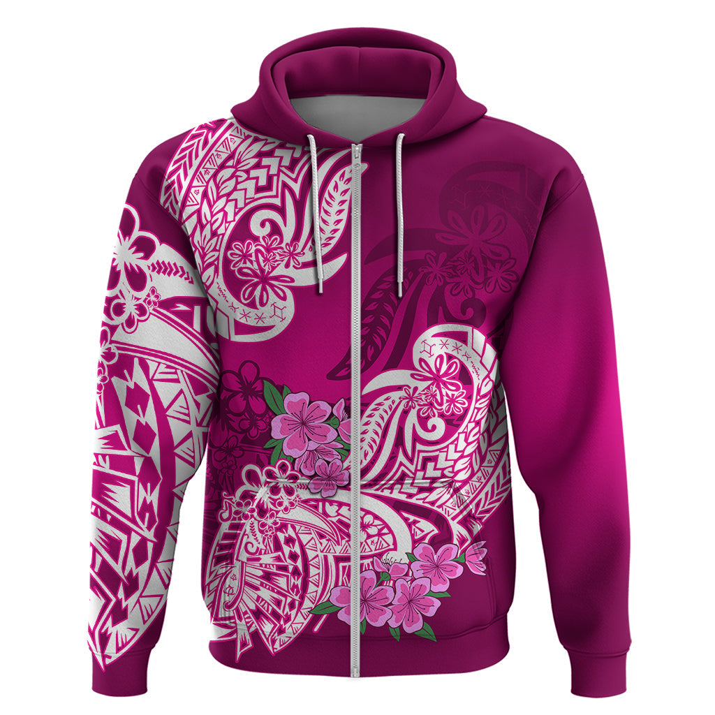 Polynesian Hoodie Pacific Flower Mix Floral Tribal Tattoo Pink Vibe LT9