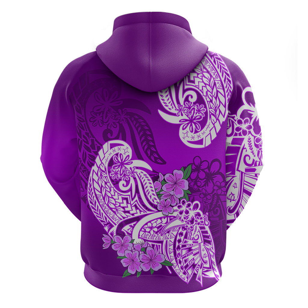 Polynesian Hoodie Pacific Flower Mix Floral Tribal Tattoo Purple Vibe LT9
