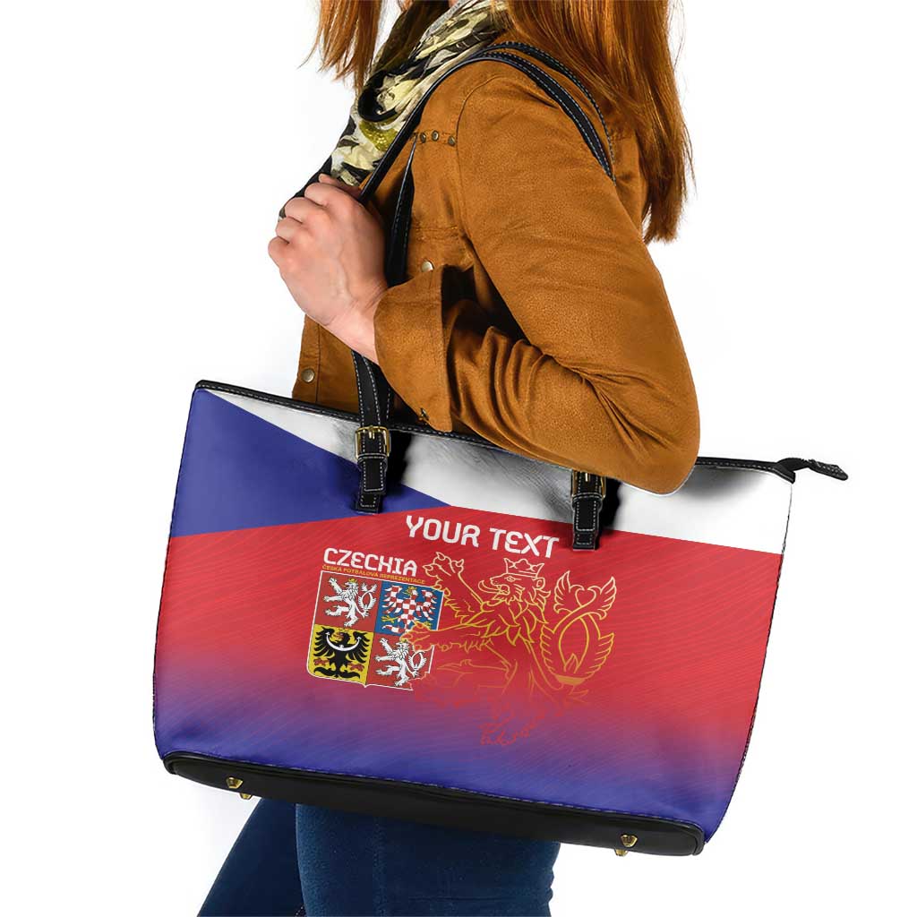 Custom Czech Republic Leather Tote Bag Unique Double Tailed Lion LT9