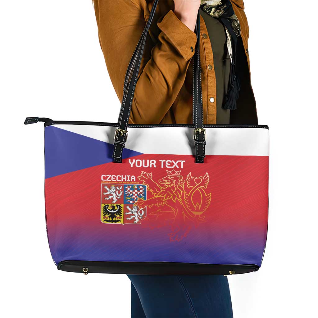 Custom Czech Republic Leather Tote Bag Unique Double Tailed Lion LT9