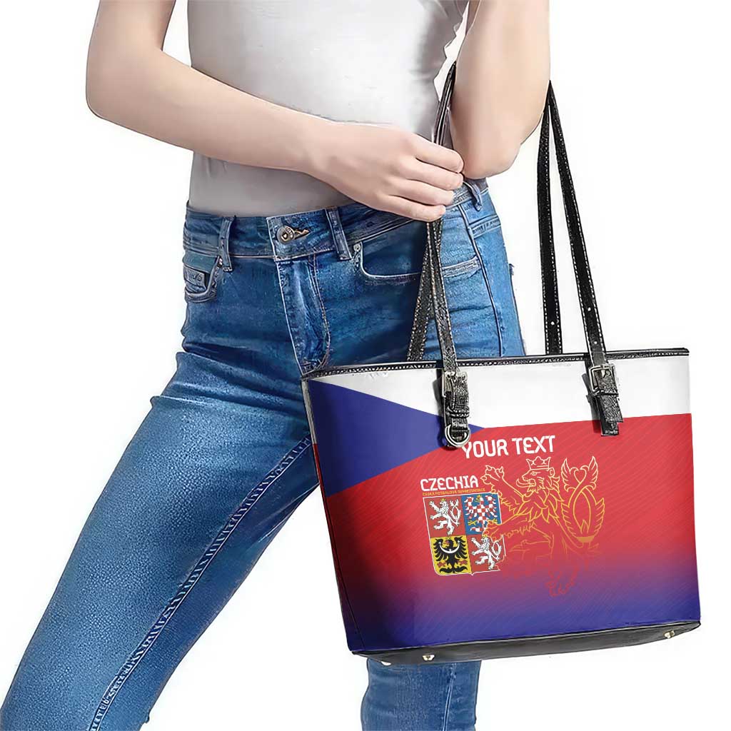 Custom Czech Republic Leather Tote Bag Unique Double Tailed Lion LT9