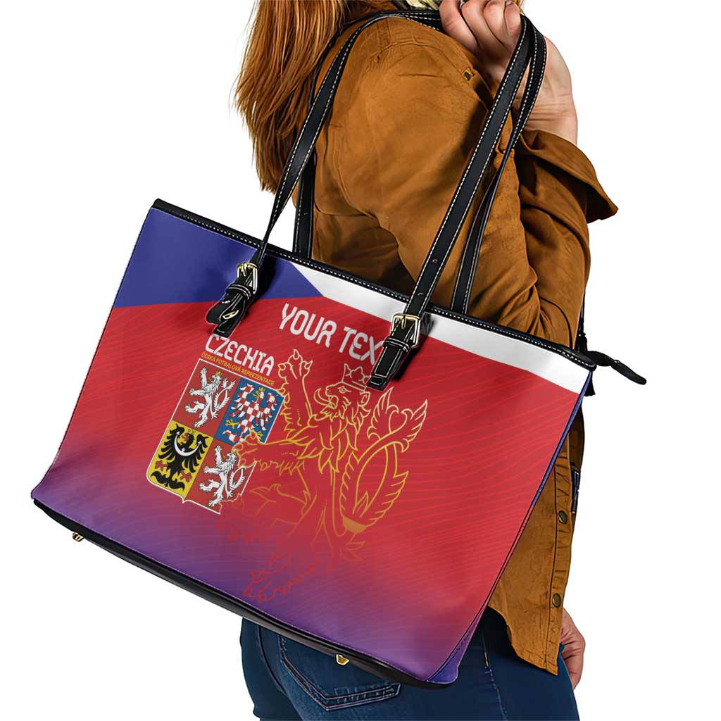 Custom Czech Republic Leather Tote Bag Unique Double Tailed Lion LT9