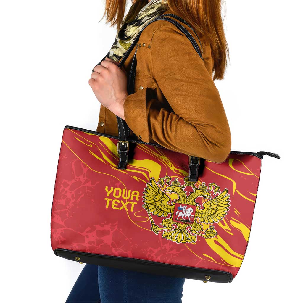 Custom Russia with Double-headed Eagle Leather Tote Bag LT9