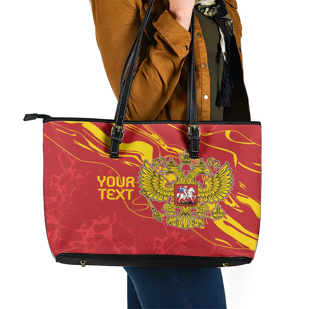 Custom Russia with Double-headed Eagle Leather Tote Bag LT9