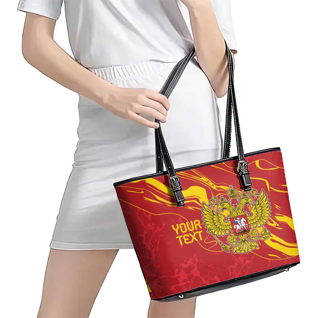 Custom Russia with Double-headed Eagle Leather Tote Bag LT9