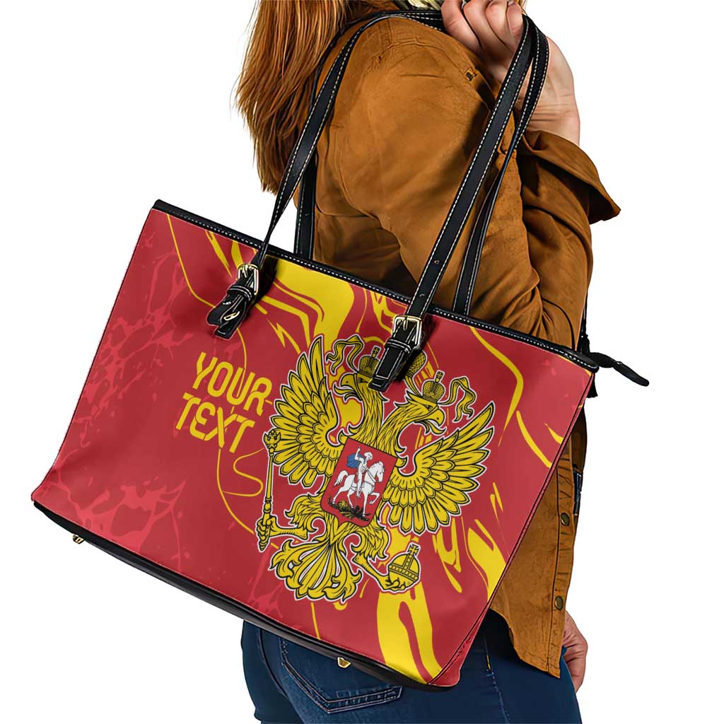 Custom Russia with Double-headed Eagle Leather Tote Bag LT9