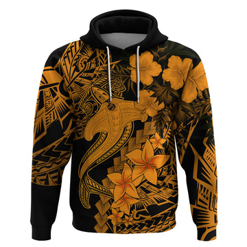 Aloha Hawaii Hoodie Hammerhead Shark Tattoo Polynesian Summer - Gold LT9