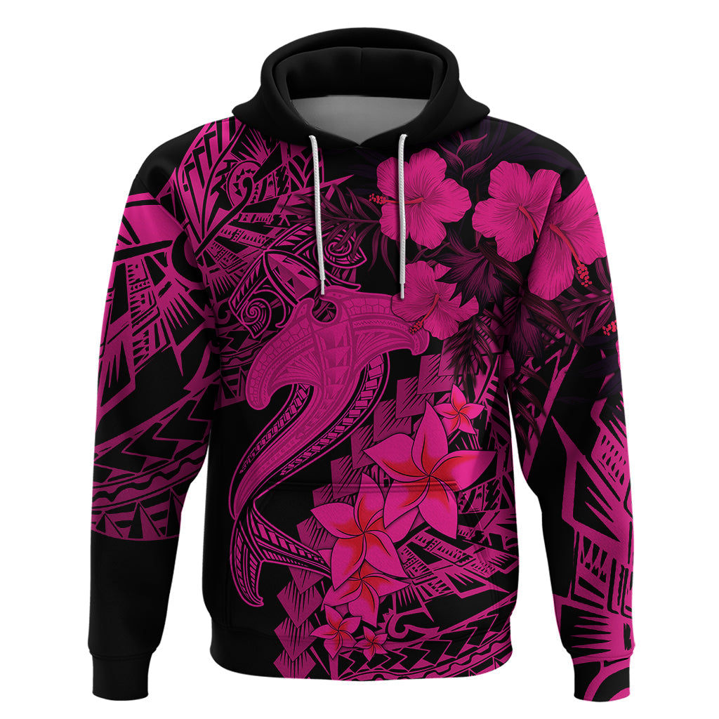 Aloha Hawaii Hoodie Hammerhead Shark Tattoo Polynesian Summer - Pink LT9