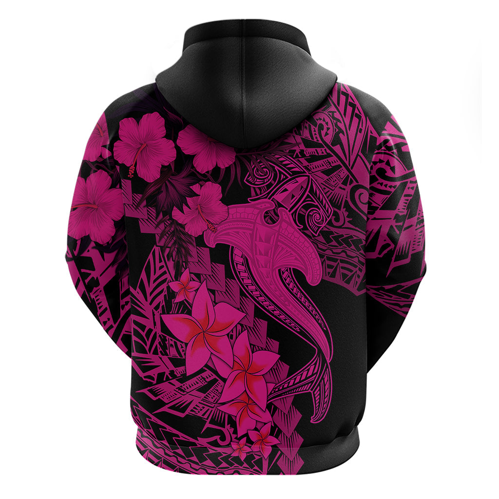 Aloha Hawaii Hoodie Hammerhead Shark Tattoo Polynesian Summer - Pink LT9