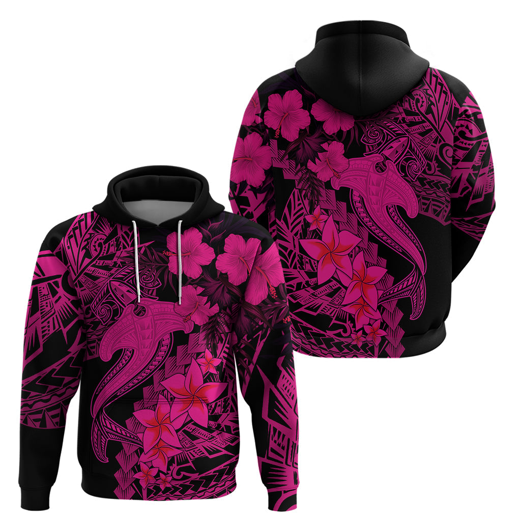 Aloha Hawaii Hoodie Hammerhead Shark Tattoo Polynesian Summer - Pink LT9