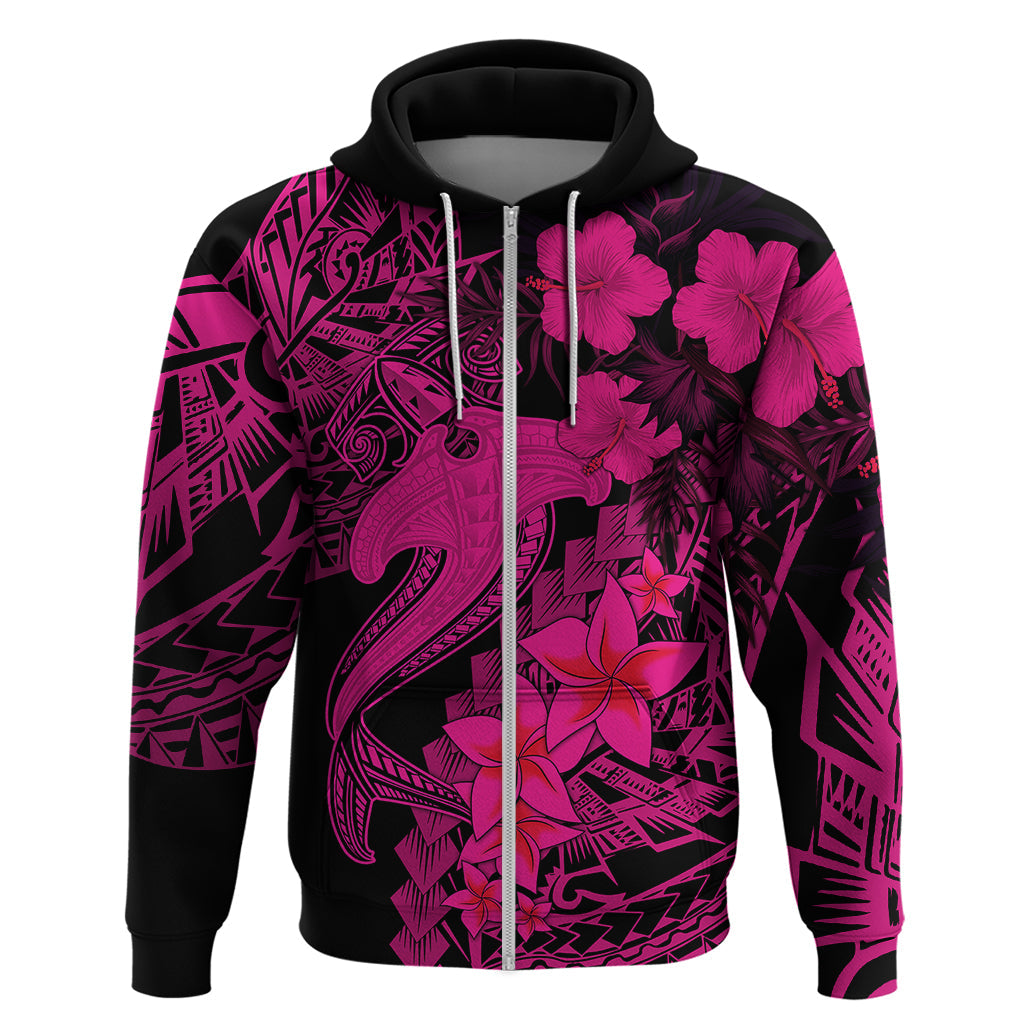 Aloha Hawaii Hoodie Hammerhead Shark Tattoo Polynesian Summer - Pink LT9