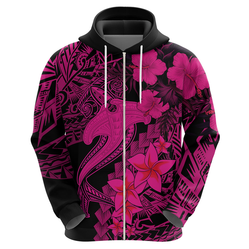 Aloha Hawaii Hoodie Hammerhead Shark Tattoo Polynesian Summer - Pink LT9