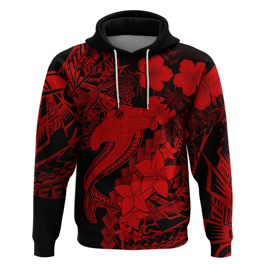 Aloha Hawaii Hoodie Hammerhead Shark Tattoo Polynesian Summer - Red LT9