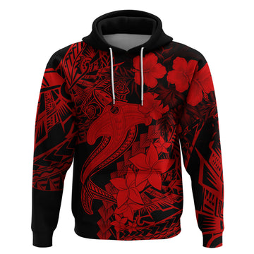 Aloha Hawaii Hoodie Hammerhead Shark Tattoo Polynesian Summer - Red LT9