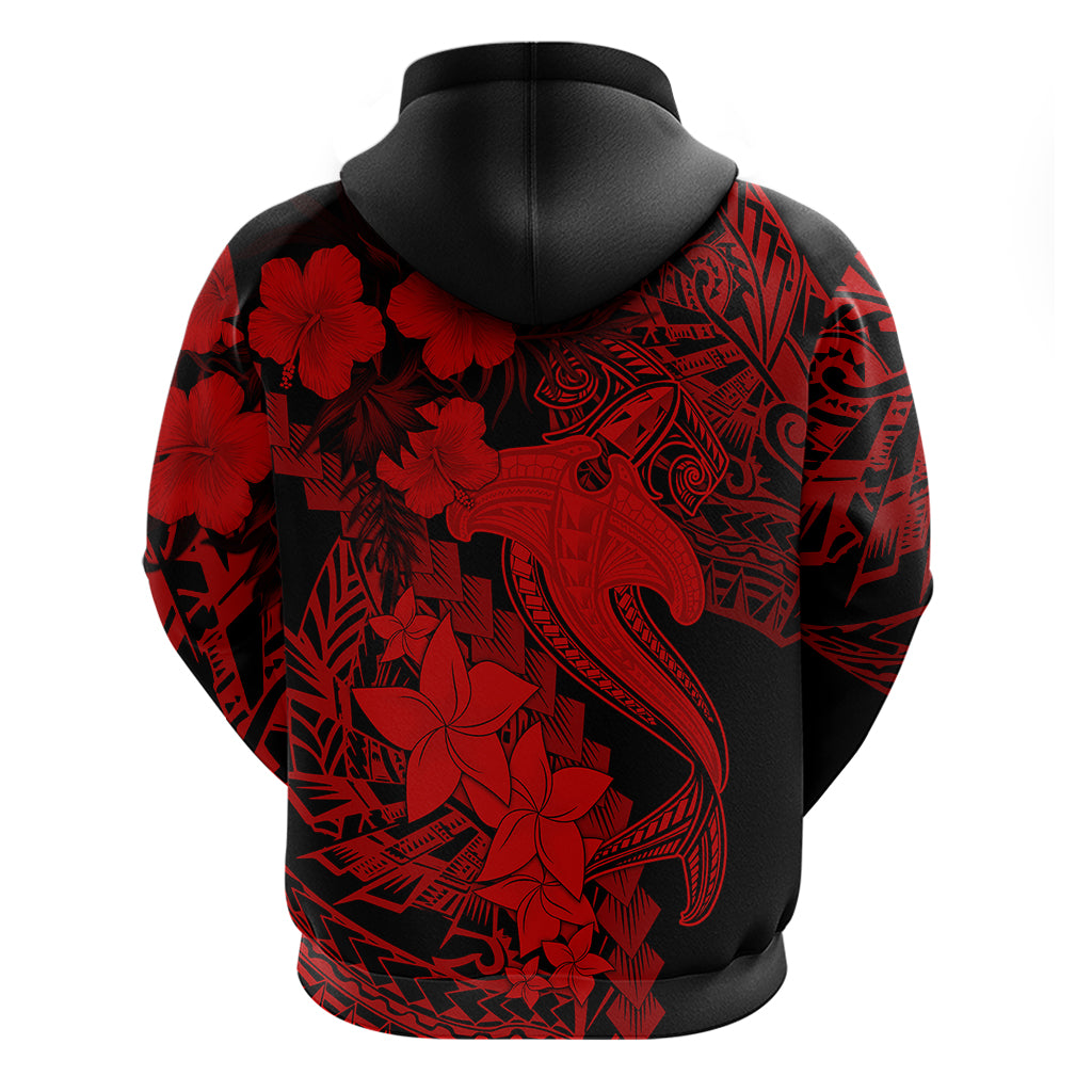 Aloha Hawaii Hoodie Hammerhead Shark Tattoo Polynesian Summer - Red LT9