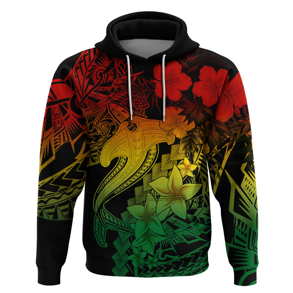Aloha Hawaii Hoodie Hammerhead Shark Tattoo Polynesian Summer - Reggae LT9