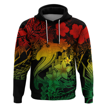 Aloha Hawaii Hoodie Hammerhead Shark Tattoo Polynesian Summer - Reggae LT9