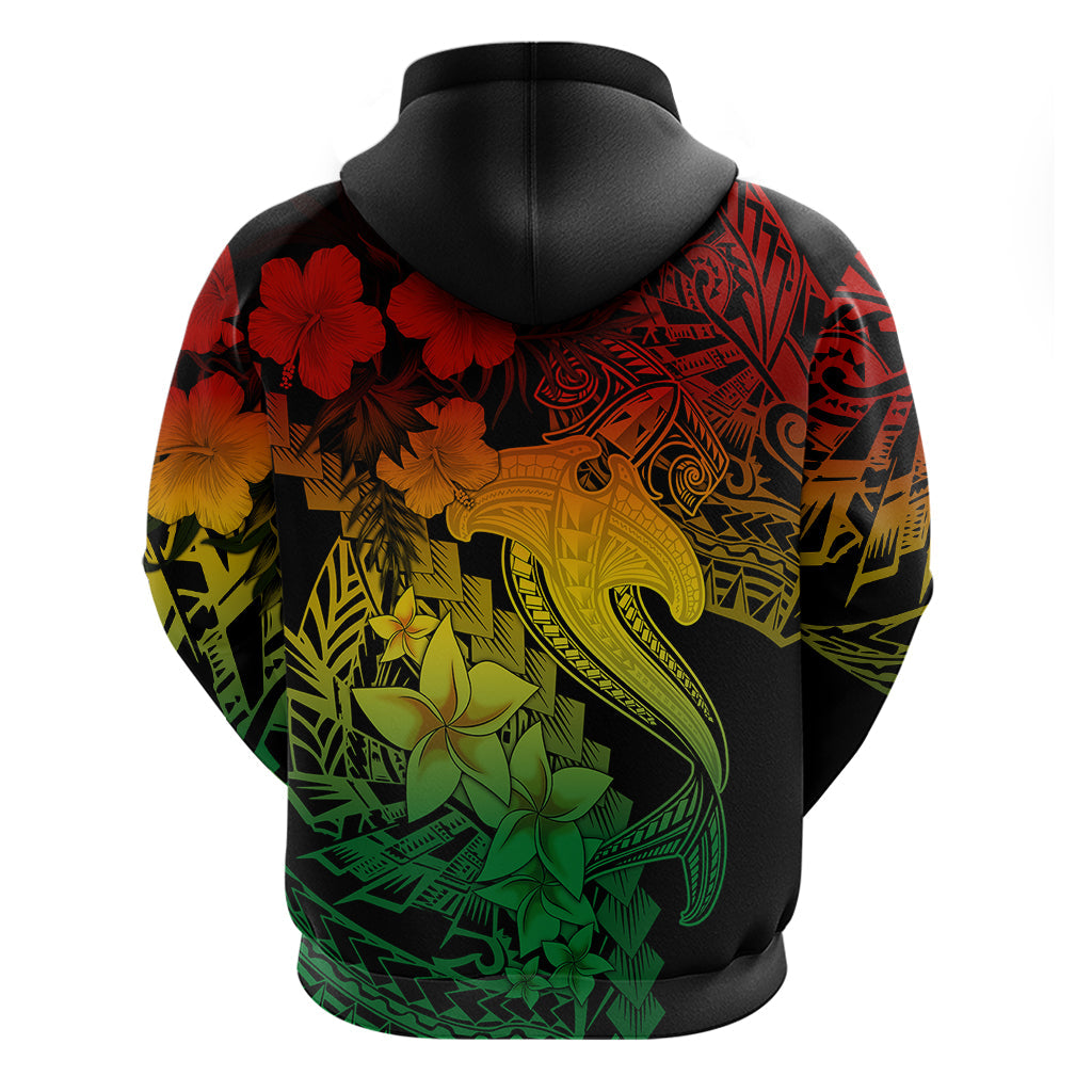 Aloha Hawaii Hoodie Hammerhead Shark Tattoo Polynesian Summer - Reggae LT9