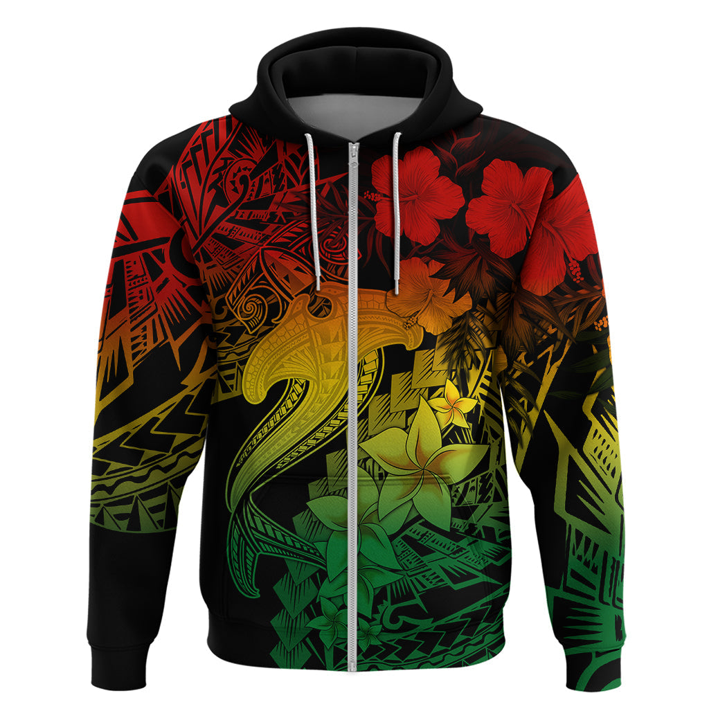 Aloha Hawaii Hoodie Hammerhead Shark Tattoo Polynesian Summer - Reggae LT9
