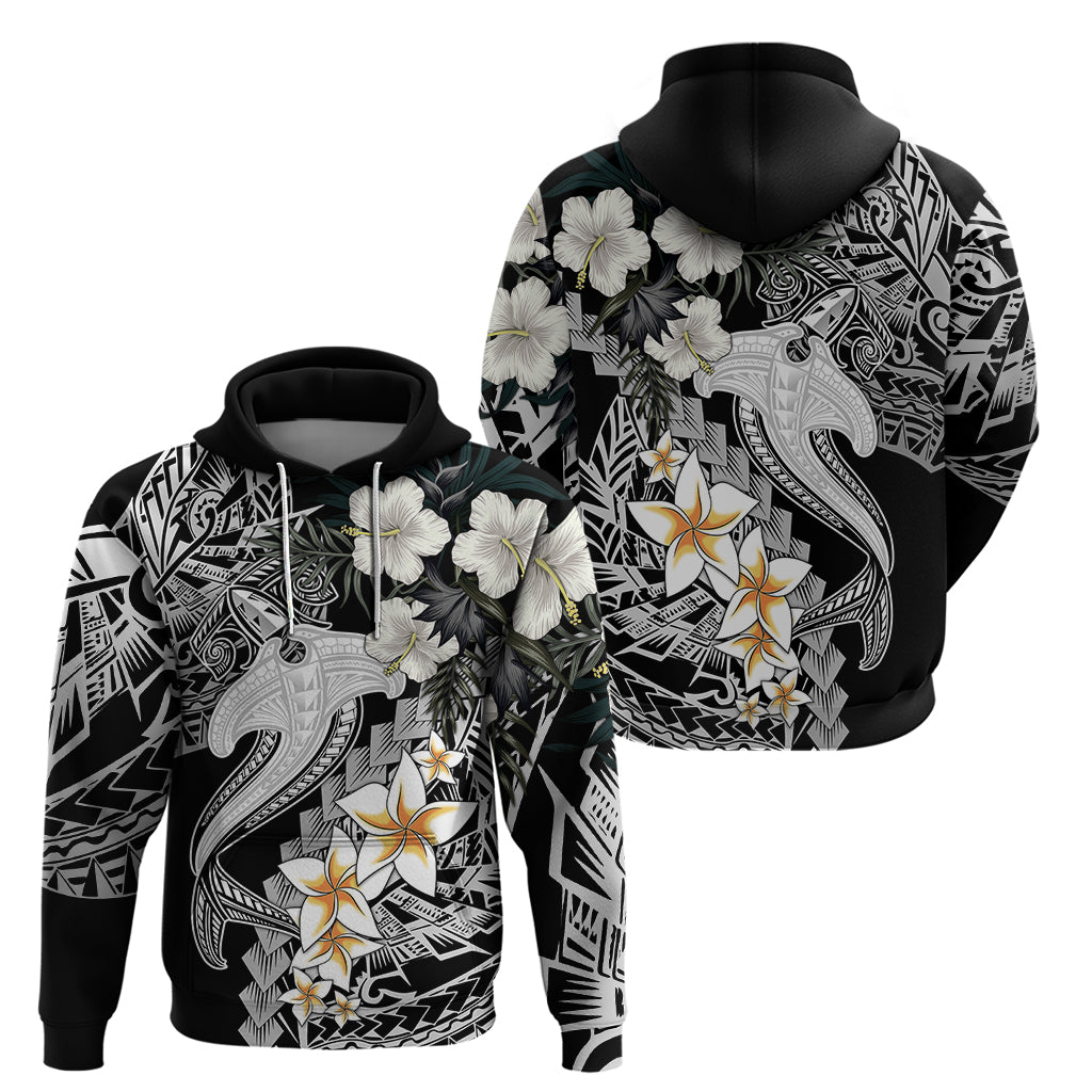 Aloha Hawaii Hoodie Hammerhead Shark Tattoo Polynesian Summer - White LT9