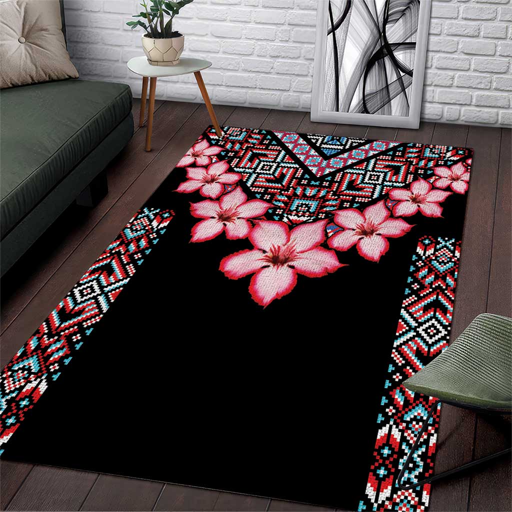 Afro Adenium Multiflorum Flowers Area Rug Mix Native Tribal Pattern LT9