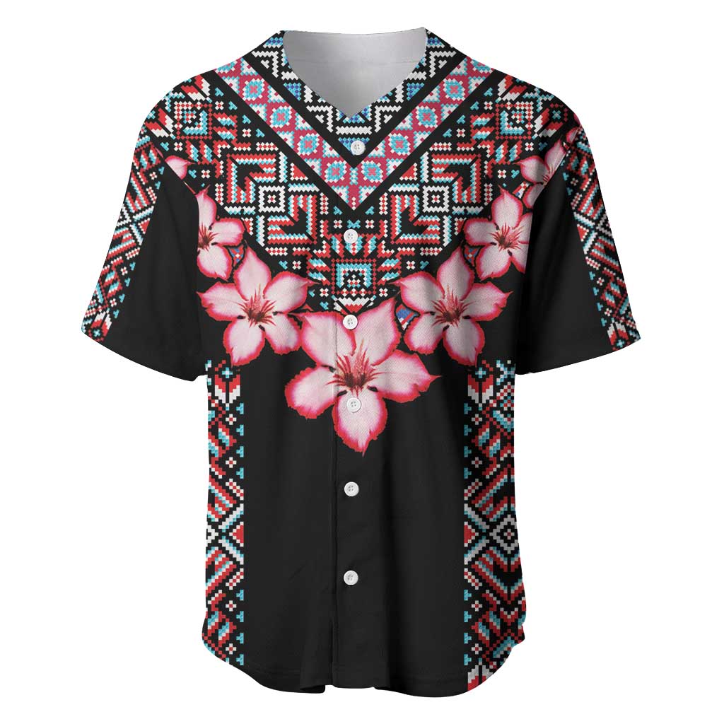 Afro Adenium Multiflorum Flowers Baseball Jersey Mix Native Tribal Pattern LT9