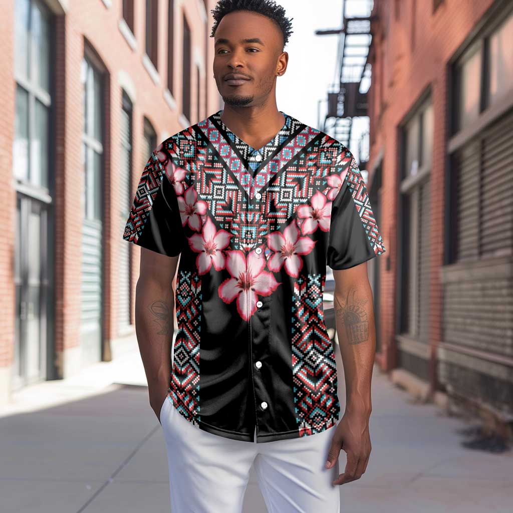 Afro Adenium Multiflorum Flowers Baseball Jersey Mix Native Tribal Pattern LT9