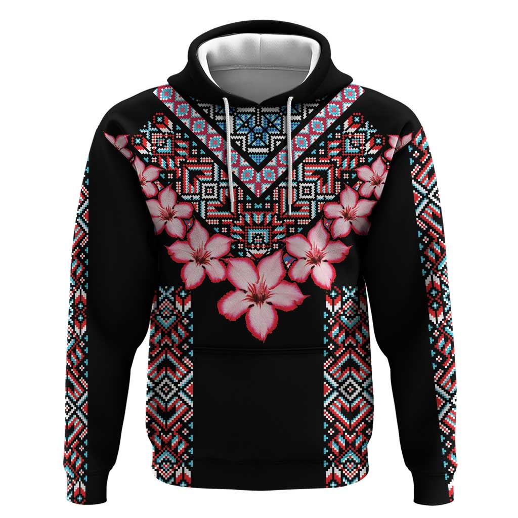 Africa Adenium Multiflorum Flowers Hoodie Mix Native Tribal Pattern LT9