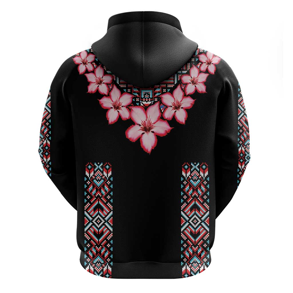 Africa Adenium Multiflorum Flowers Hoodie Mix Native Tribal Pattern LT9