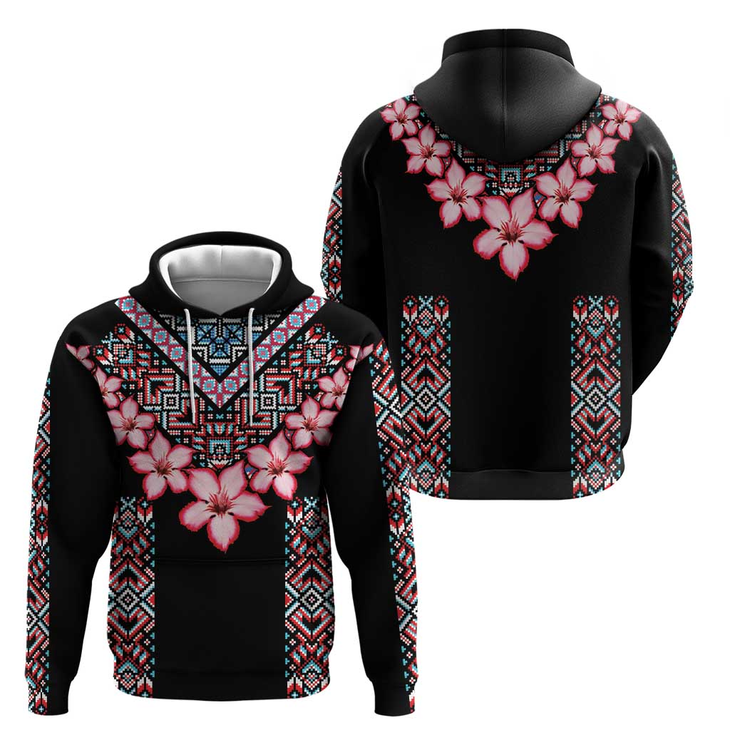 Africa Adenium Multiflorum Flowers Hoodie Mix Native Tribal Pattern LT9