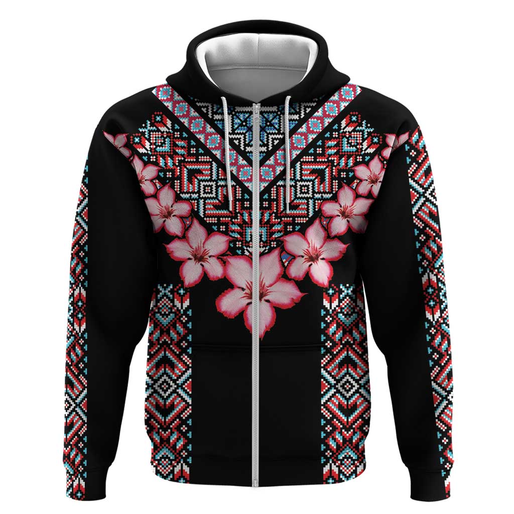 Africa Adenium Multiflorum Flowers Hoodie Mix Native Tribal Pattern LT9