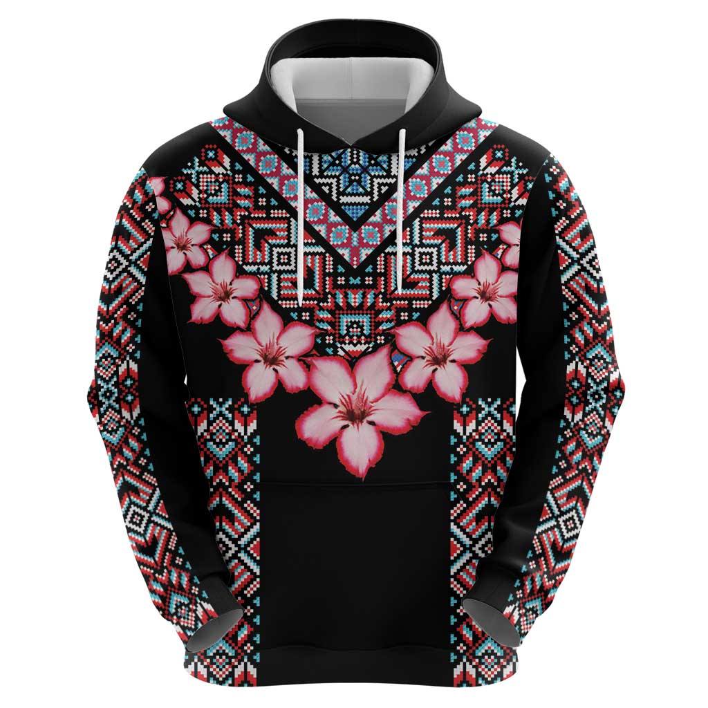 Africa Adenium Multiflorum Flowers Hoodie Mix Native Tribal Pattern LT9
