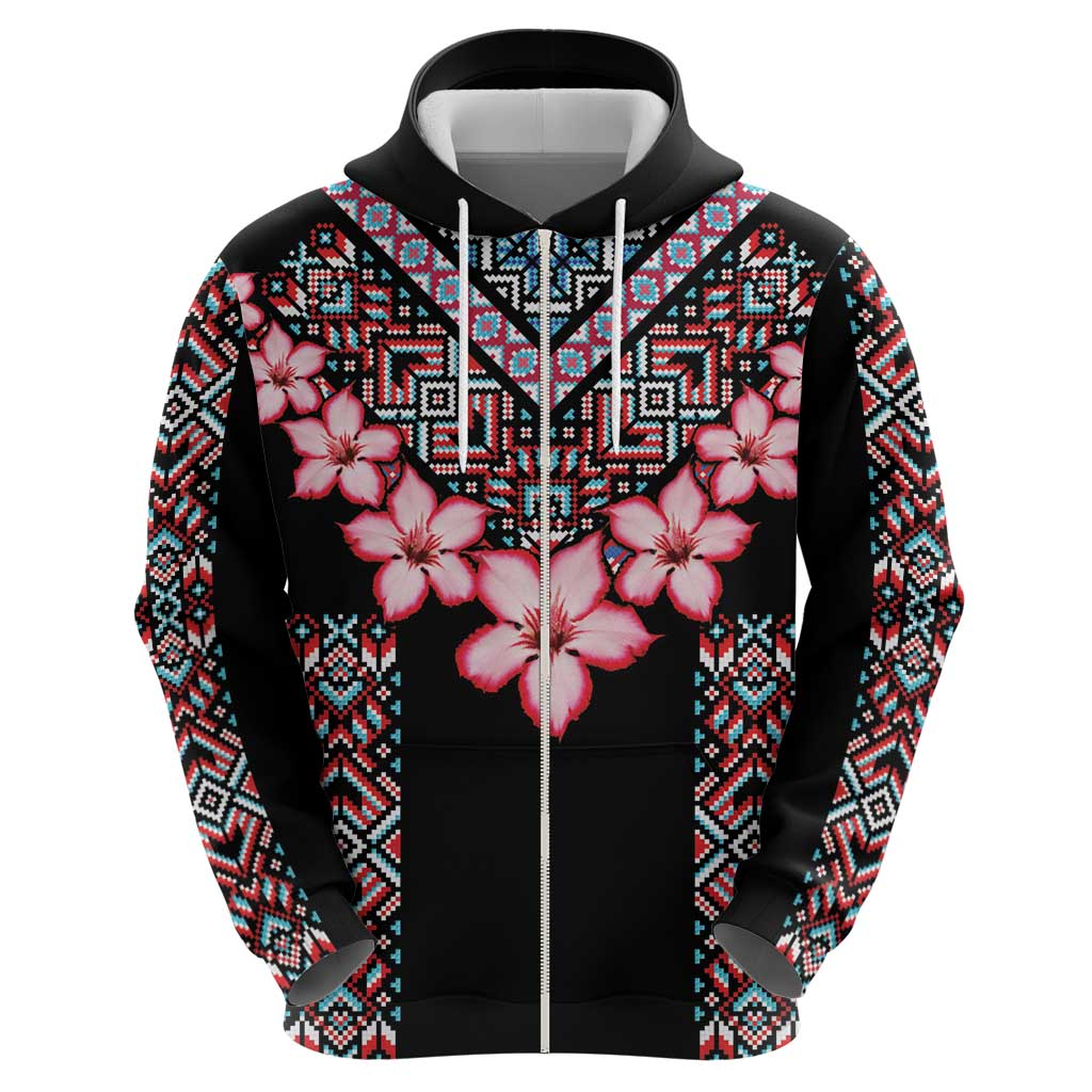 Africa Adenium Multiflorum Flowers Hoodie Mix Native Tribal Pattern LT9
