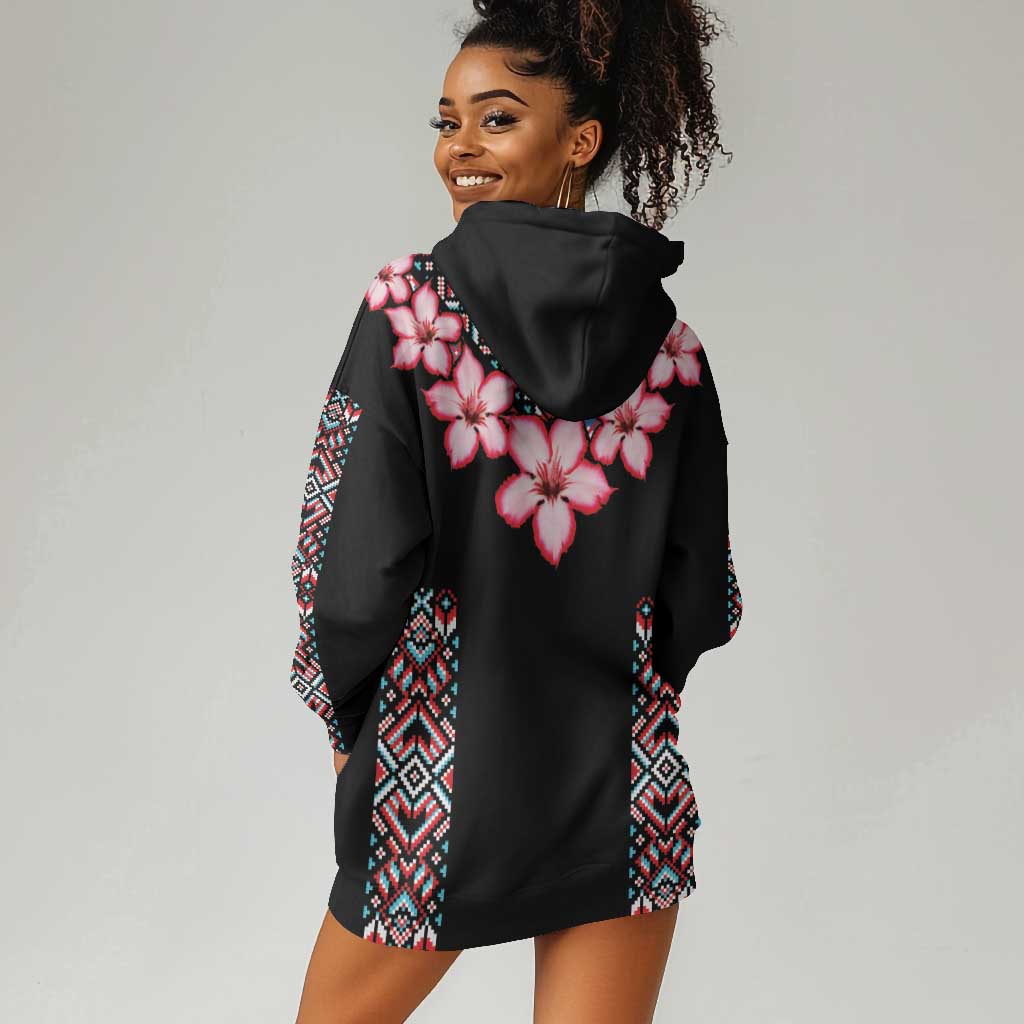 Afro Adenium Multiflorum Flowers Hoodie Dress Mix Native Tribal Pattern LT9