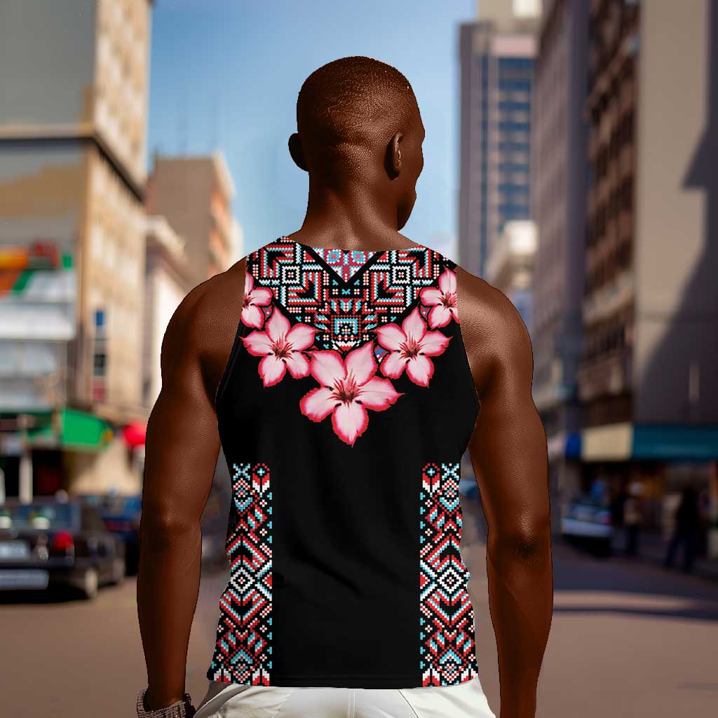 Afro Adenium Multiflorum Flowers Men Tank Top Mix Native Tribal Pattern LT9