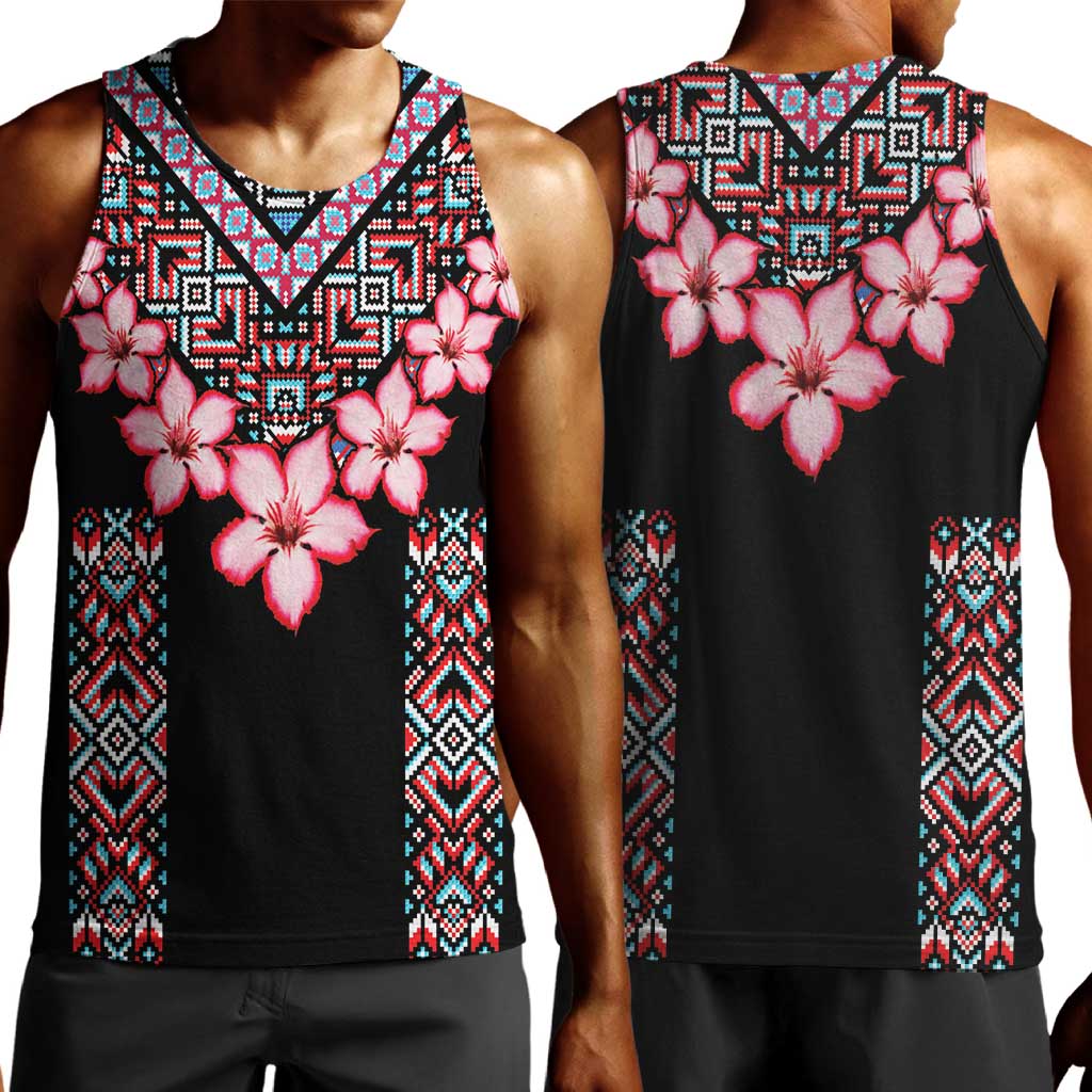 Afro Adenium Multiflorum Flowers Men Tank Top Mix Native Tribal Pattern LT9