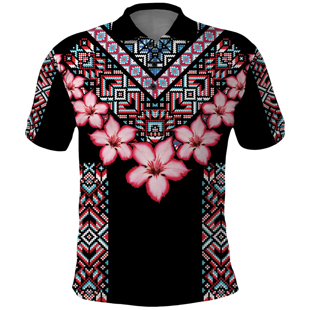 Africa Adenium Multiflorum Flowers Polo Shirt Mix Native Tribal Pattern LT9