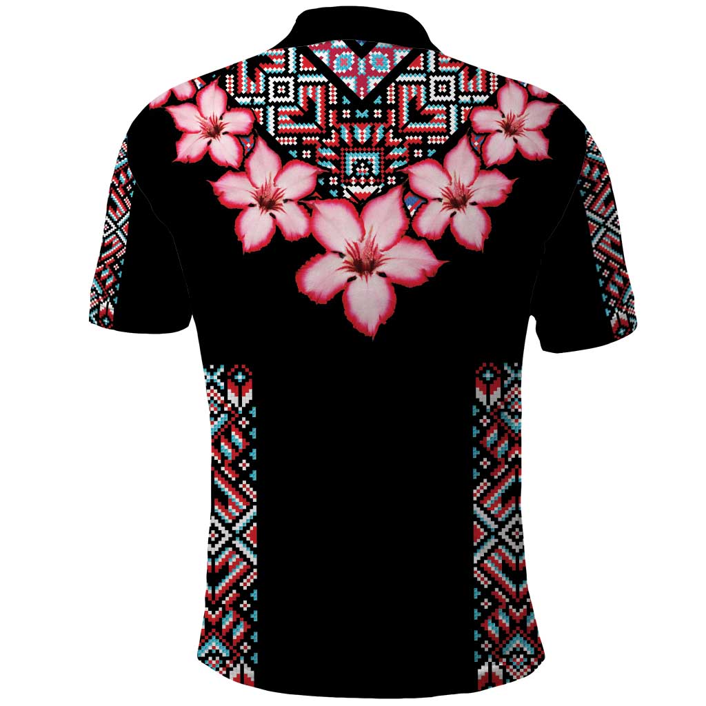 Africa Adenium Multiflorum Flowers Polo Shirt Mix Native Tribal Pattern LT9