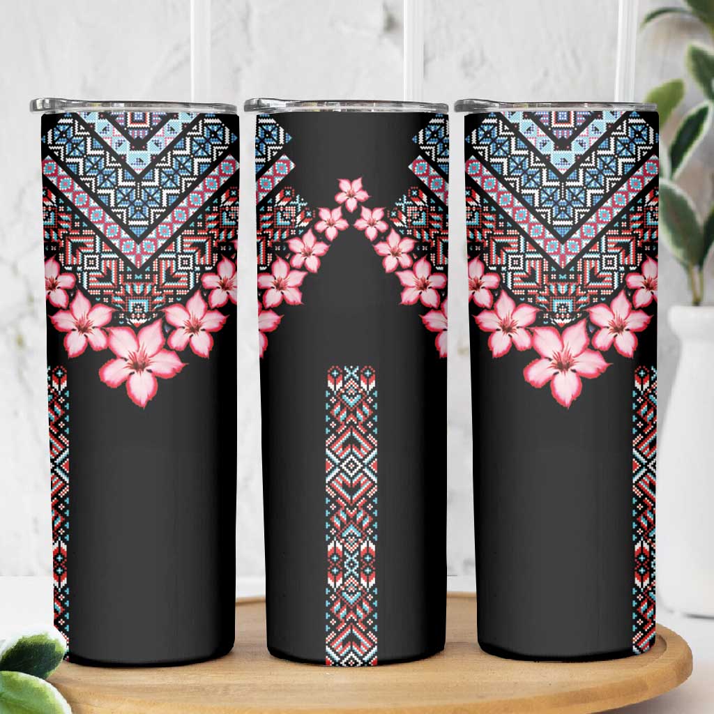 Afro Adenium Multiflorum Flowers Skinny Tumbler Mix Native Tribal Pattern LT9