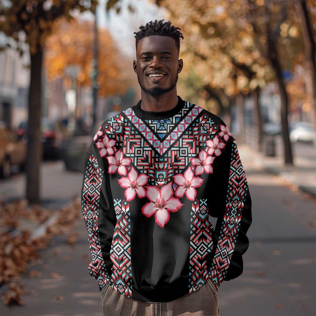 Afro Adenium Multiflorum Flowers Sweatshirt Mix Native Tribal Pattern LT9