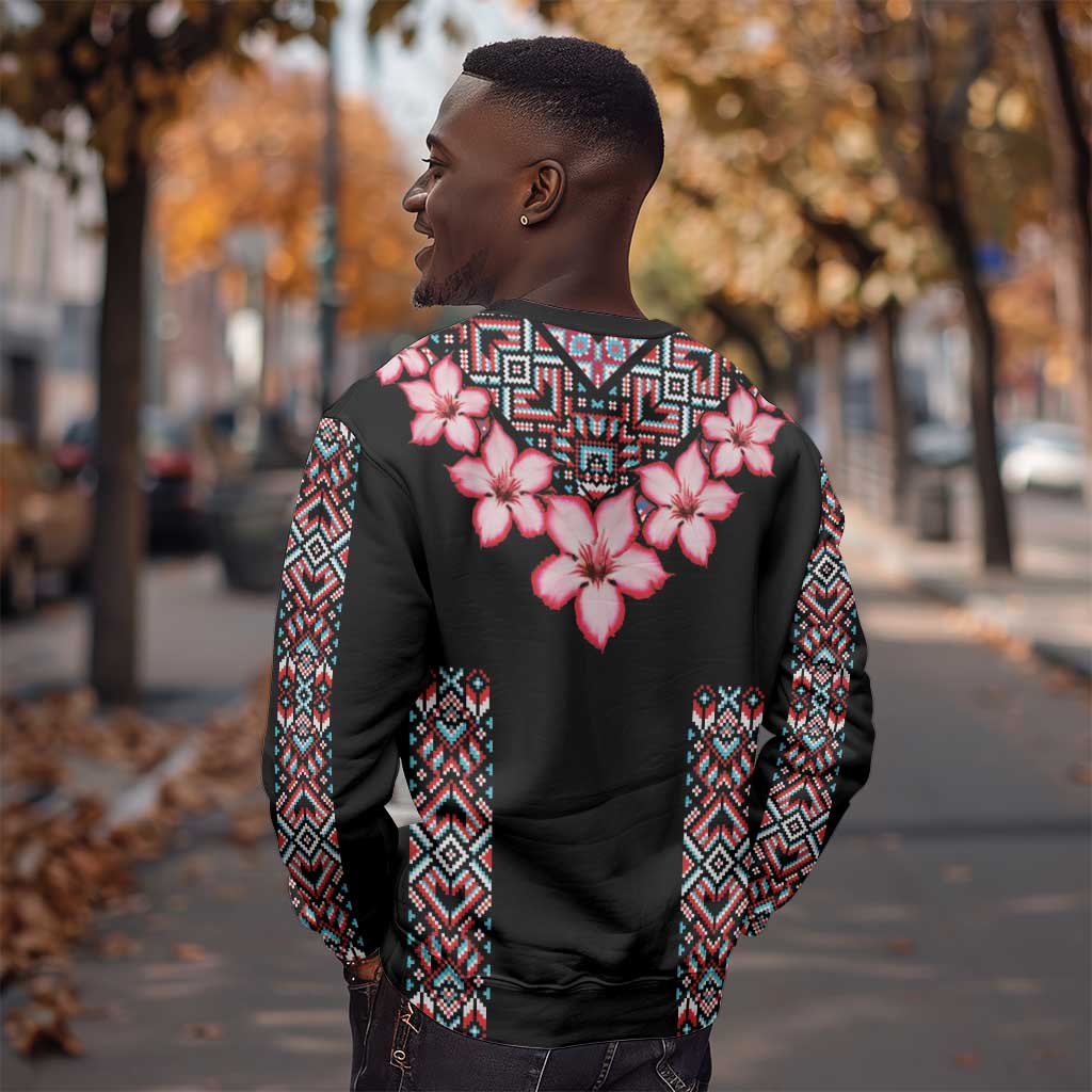 Afro Adenium Multiflorum Flowers Sweatshirt Mix Native Tribal Pattern LT9