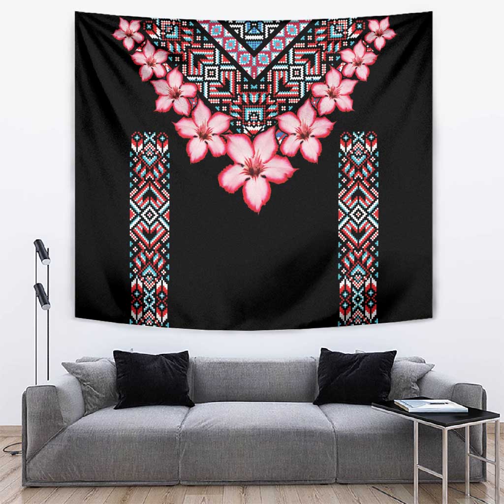 Afro Adenium Multiflorum Flowers Tapestry Mix Native Tribal Pattern LT9