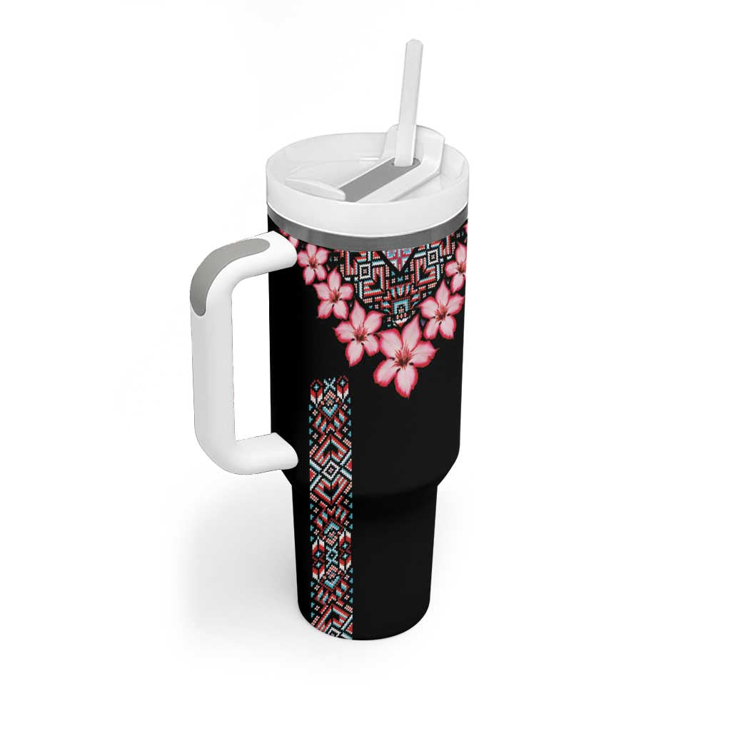 Afro Adenium Multiflorum Flowers Tumbler With Handle Mix Native Tribal Pattern LT9