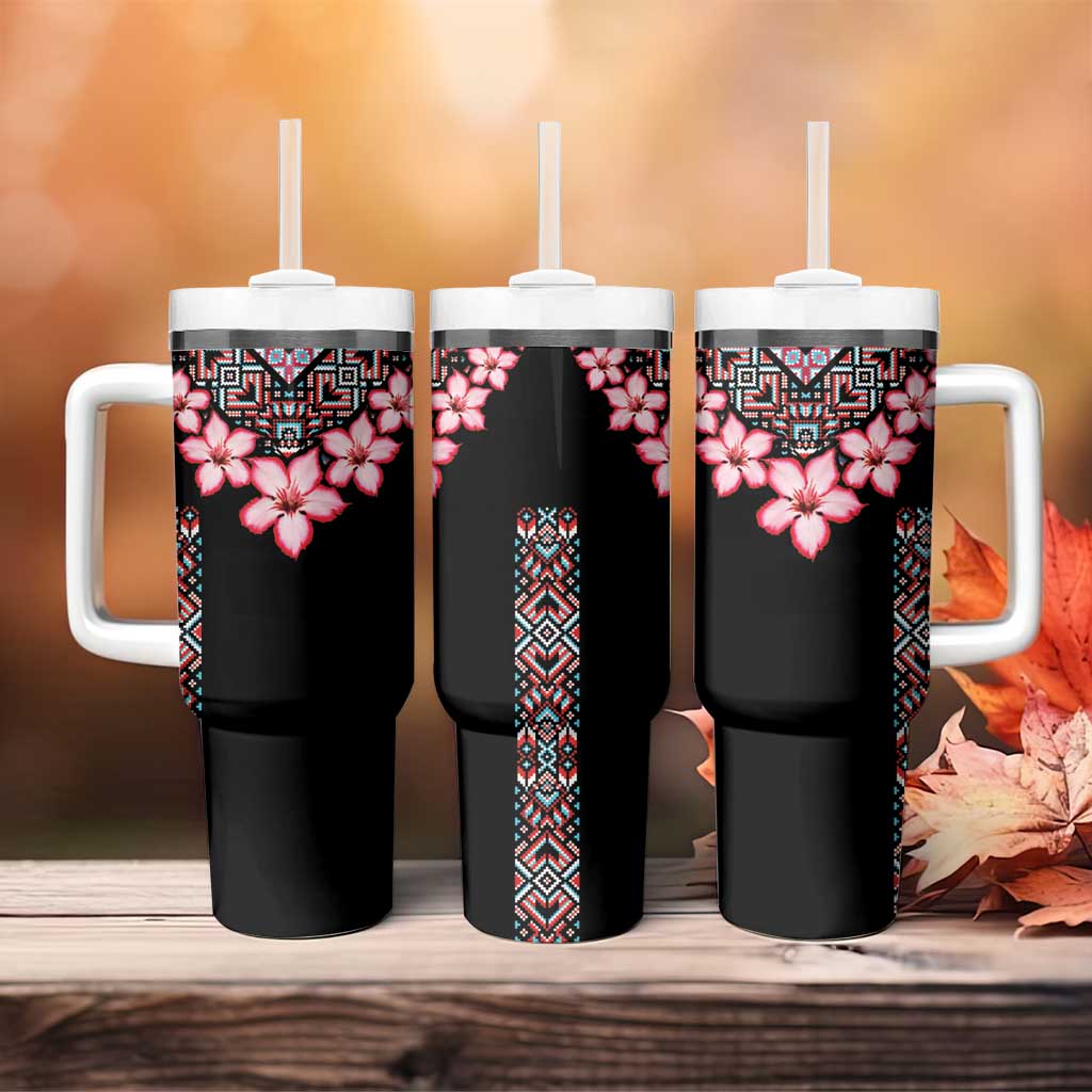 Afro Adenium Multiflorum Flowers Tumbler With Handle Mix Native Tribal Pattern LT9