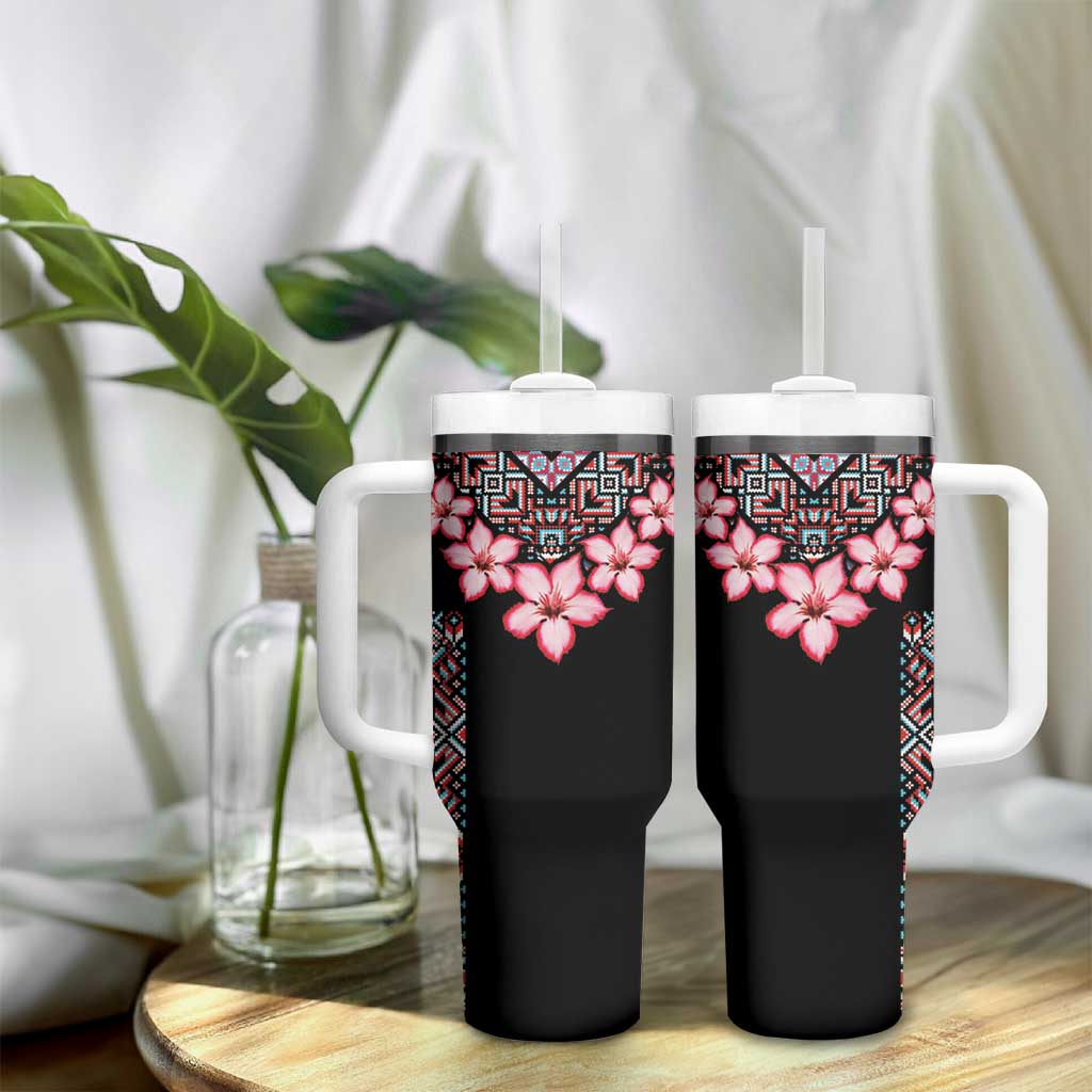 Afro Adenium Multiflorum Flowers Tumbler With Handle Mix Native Tribal Pattern LT9