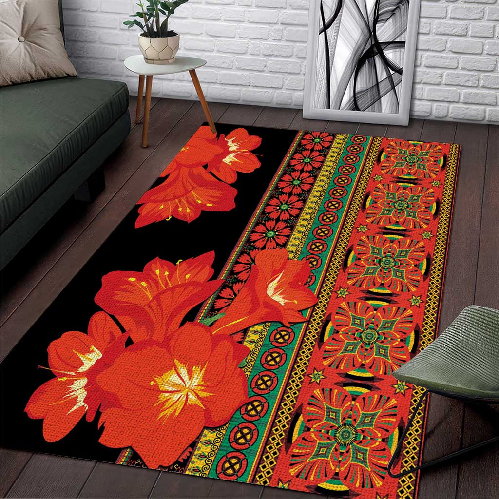 Afro Beauty Clivia Miniata Flowers Area Rug LT9
